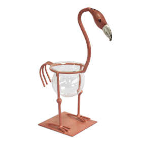 Ghiveci Decorativ Hidroponic - Flamingo din Metal Roz 2