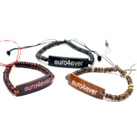 6x Brățări din Cocos cu Slogan - Euro4Ever