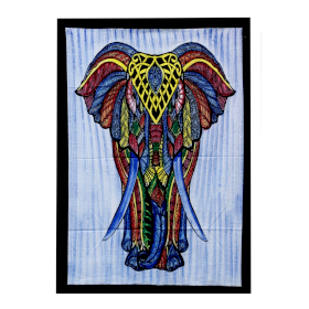 Tablou Pictat Manual din Bumbac - Elefant