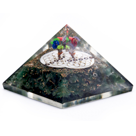 Piramidă Orgonit - Aventurin Verde și Floarea Vieții - 70 mm