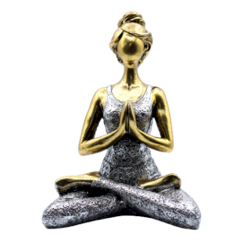 Statuie Yoga Lady -  Bronz - Argintiu 24cm