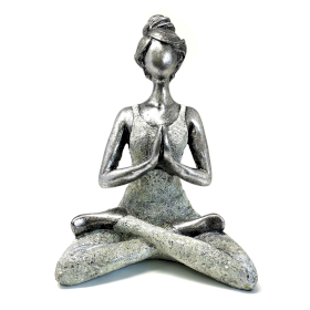 Statuie Yoga Lady -  Argintiu - Alb 24cm