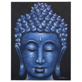 Tablou Buddha - Detaliu Brocart Albastru