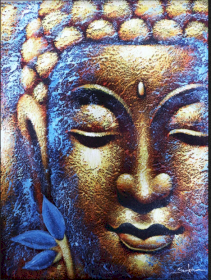 Tablou Buddha - Chip Auriu și Floare de Lotus