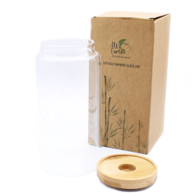 Borcan de Sticlă cu Capac din Bambus - 15cm