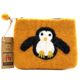 3x Poșetă din Pâslă Naturală cu Fermoar (divenrse) - Pinguin