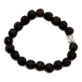 6x Brățară Rudraksha Buddha Bangle Mala - Neagră