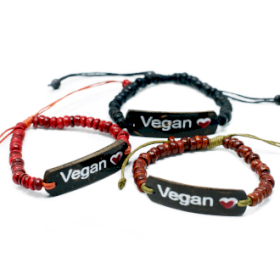 6x Brățări din Cocos cu Slogan - Vegan