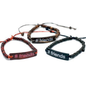 6x Brățări din Cocos cu Slogan - #Friends