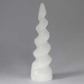 Turnul Spiral Selenit - Corn Unicorn - 15 cm