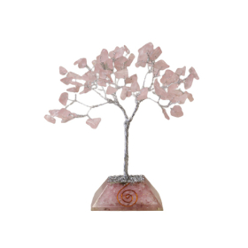 Arbore cu Pietre Prețioase pe Suport din Orgonit - 80 Pietre - Cuarț Roz