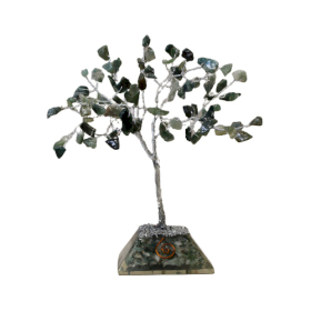 Arbore cu Pietre Prețioase pe Suport din Orgonit - 80 Pietre - Agat de Muschi
