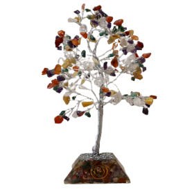 Arbore cu Pietre Prețioase pe Suport din Orgonit - 160 Pietre - Multi