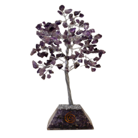 Arbore cu Pietre Prețioase pe Suport din Orgonit - 160 Pietre - Ametist