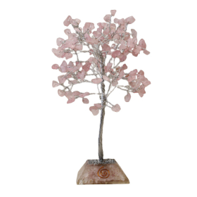 Arbore cu Pietre Prețioase pe Suport din Orgonit - 160 Pietre - Cuarț Roz
