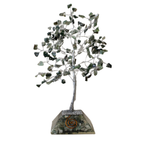 Arbore cu Pietre Prețioase pe Suport din Orgonit - 160 Pietre - Agat de Muschi