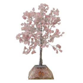 Arbore cu Pietre Prețioase pe Suport din Orgonit - 320 Pietre - Cuarț Roz