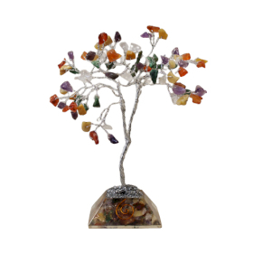 Arbore cu Pietre Prețioase pe Suport din Orgonit - 80 Pietre - Multi