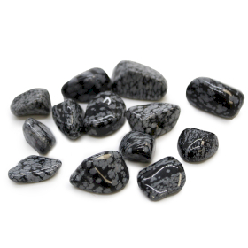 24x Piatră Mare Netedă - Obsidian - Fulg de Nea M