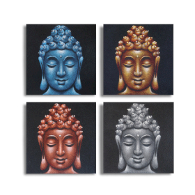 Set 4 Tablouri Buddha Detaliu Nisip 40x40cm
