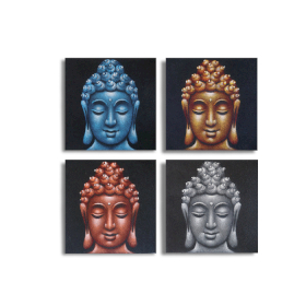 Set 4 Tablouri Buddha Detaliu Nisip 30x30cm
