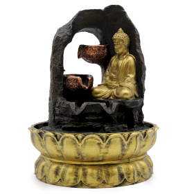 Fântână Arteziană - 30cm - Buddha Auriu care Meditează
