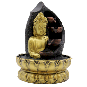 Fântână Arteziană - 30cm - Buddha Auriu și Vase de Turnare