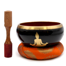 Set Mare de Vase Cântătoare Buddha - Negru/Portocaliu 14cm