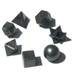 Set Geometric de Șapte Piese de Agat Negru