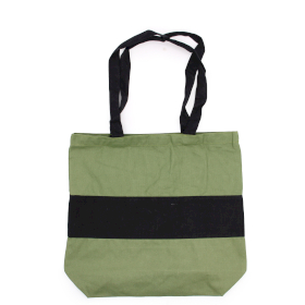 Geantă din Bumbac în Două Culori - 38x42x12cm - Verde și Negru - 10oz