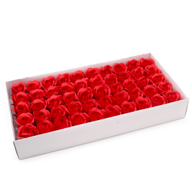 50x Flori de Săpun - Trandafir Mediu - Roșu cu Margine Neagră