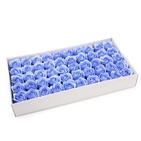 50x Flori de Săpun - Trandafir Mediu - Albastru cu Margine Neagră
