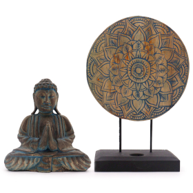 Set Buddha Feng Shui - Floare Mandala - Albastru