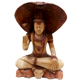 Statuie Buddha Sculptată Manual - Shiva cu Cobra - 50cm - Deteriorată