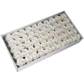 50x Flori de Săpun pentru Mâini Îndrăznețe - Trandafir Mediu - Alb