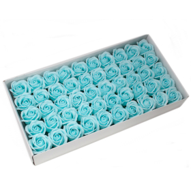 50x Flori de Săpun pentru Mâini Îndrăznețe - Trandafir Mediu - Albastru Pastel