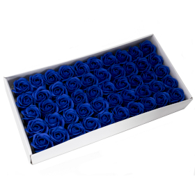 50x Flori de Săpun pentru Mâini Îndrăznețe - Trandafir Mediu - Albastru Regal