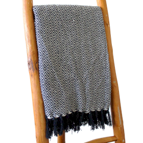 Pătură Boho Confort - 125x150cm - Bleumarin Zigzag