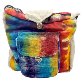 Geantă de Studiu din Cânepă Tie Dye cu Buzunar Frontal