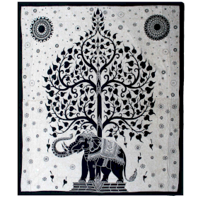 Cuvertură de Pat Dublă din Bumbac + Peretar - Mono - Arborele Elefant