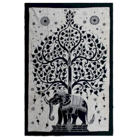 Cuvertură de Pat Simplă din Bumbac + Peretar - Mono - Arborele Elefant
