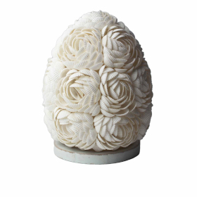 Lampă Boho din Scoici - Glob Oval Trandafir - 15cm