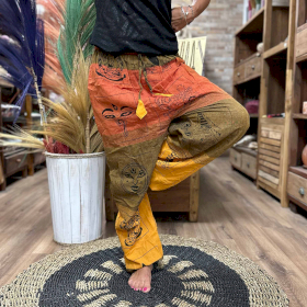 Pantaloni de Yoga și Festival - Imprimeu High Cross Himalayan pe Portocaliu