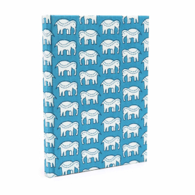 Agende din Bumbac 20x15cm - 96 Pagini - Elefanți Albastru-Verzui