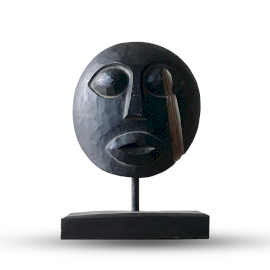 Mască Decorativă Tribală Timor - Neagră 27x20cm