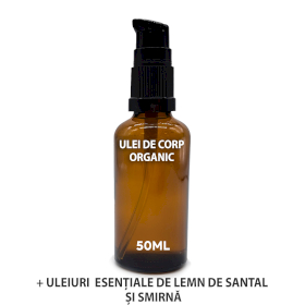 10x Ulei de Corp Organic 50 ml - Lemn de Santal și Smirnă - Fără Etichetă