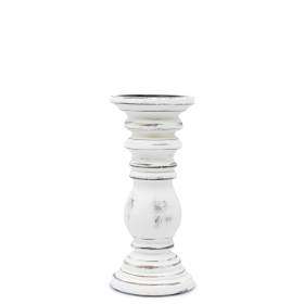Suport Clasic pentru Lumânare - Alb Spălat - 23x10cm - Mic