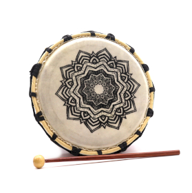 Mandala Tobă Șamanică cu Un Băț - 20 cm
