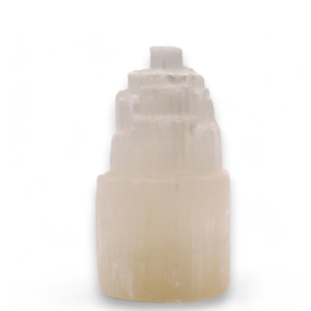 Lampă din Selenit Natural - 15 cm  Cu Ieșire Mică Pentru Cablu