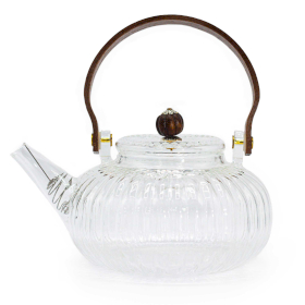Ceainic din Sticlă cu Infuzor - Perla Transparentă cu Dungi - 850 ml